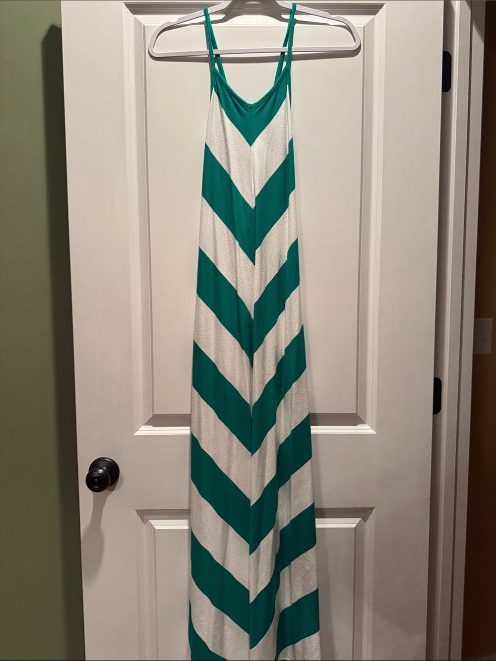 GAP Green and White Chevron Maxi Dress